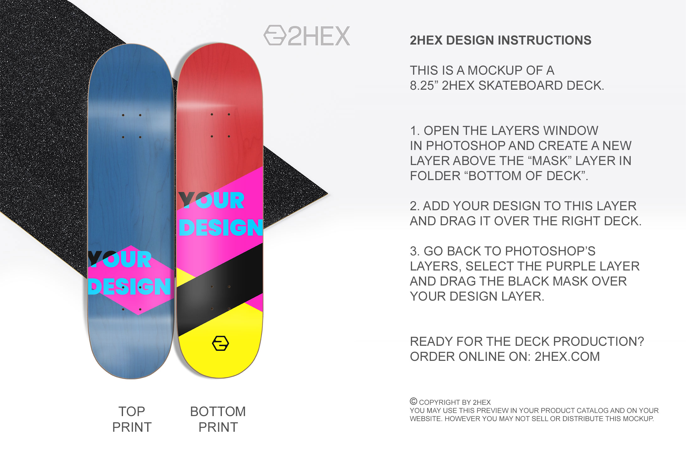 skateboard deck psd mockup